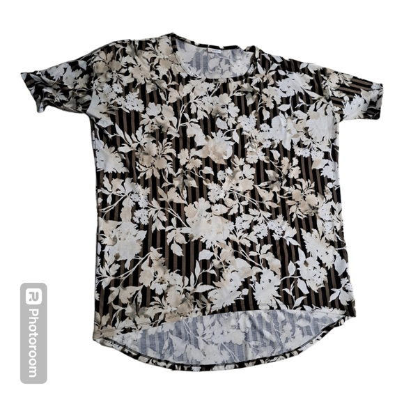 Lularoe Striped Floral XL Short Sleeve Shirt - Picture 1 of 10